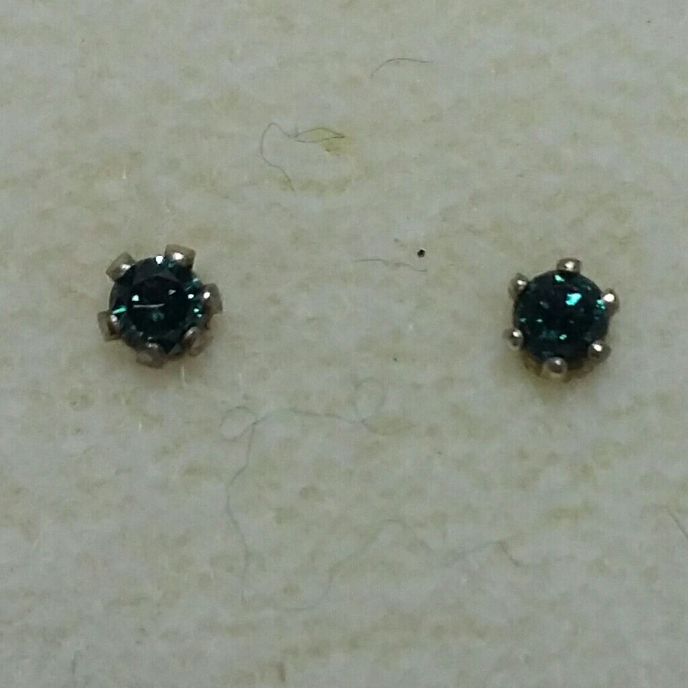 Genuine blue diamond earrings